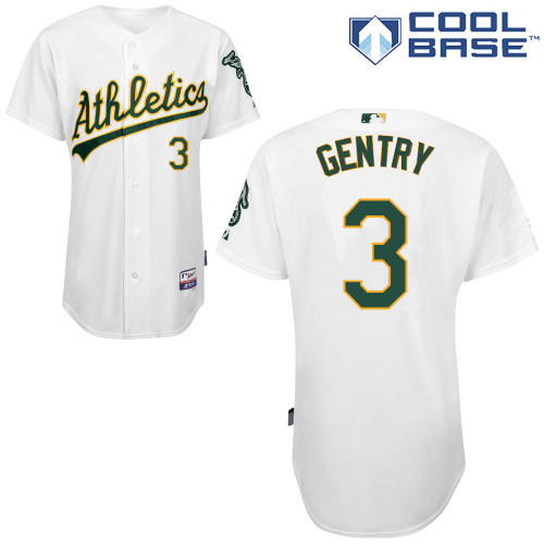 Craig Gentry #3 MLB Jersey-Oakland Athletics Men's Authentic Home White Cool Base Baseball Jersey